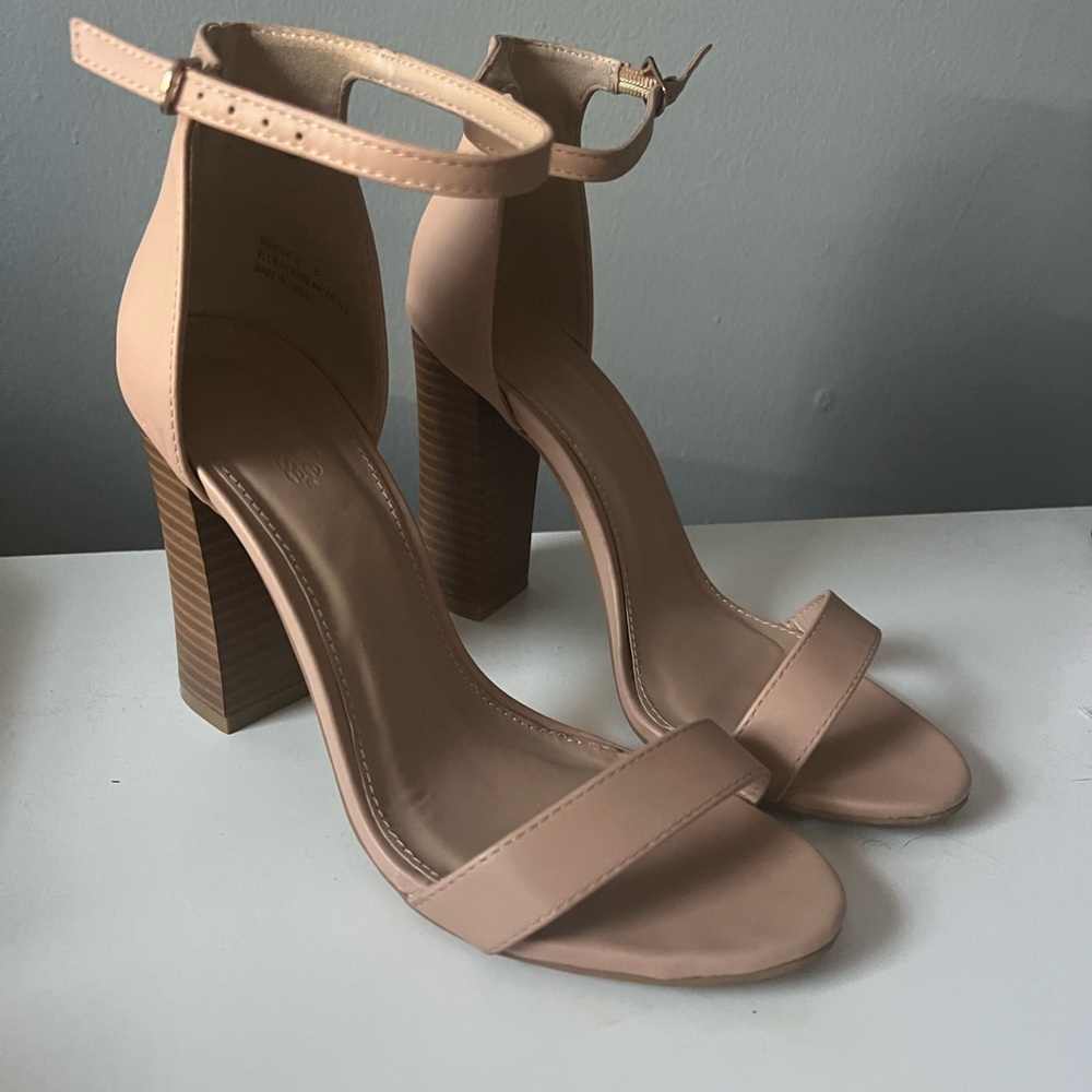Nude block heels - size 8
